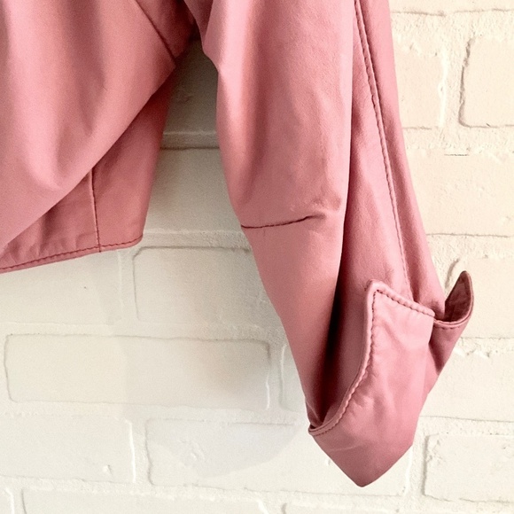 Vintage Y2K Real Leather Jacket The Ranch Crop Lions chain Pink Mobwife 0 - Picture 7 of 8